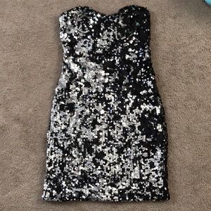 Black and silver sequin cocktail dress
